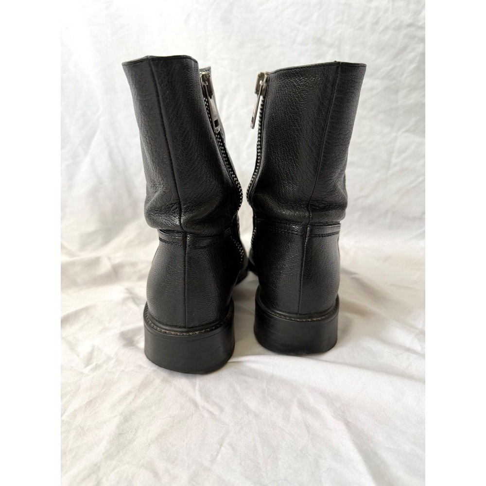 Gucci Black Pebbled Leather Side Zip Ankle Moto Boots Womens 37.5 - Picture 2 of 8